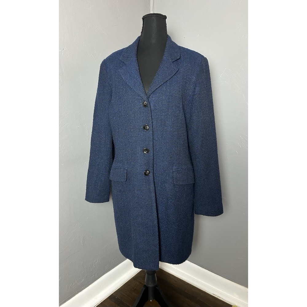 GIANNI  Blue women's wool blend Blazer Coat/jacket Size 14 Made In‎ USA